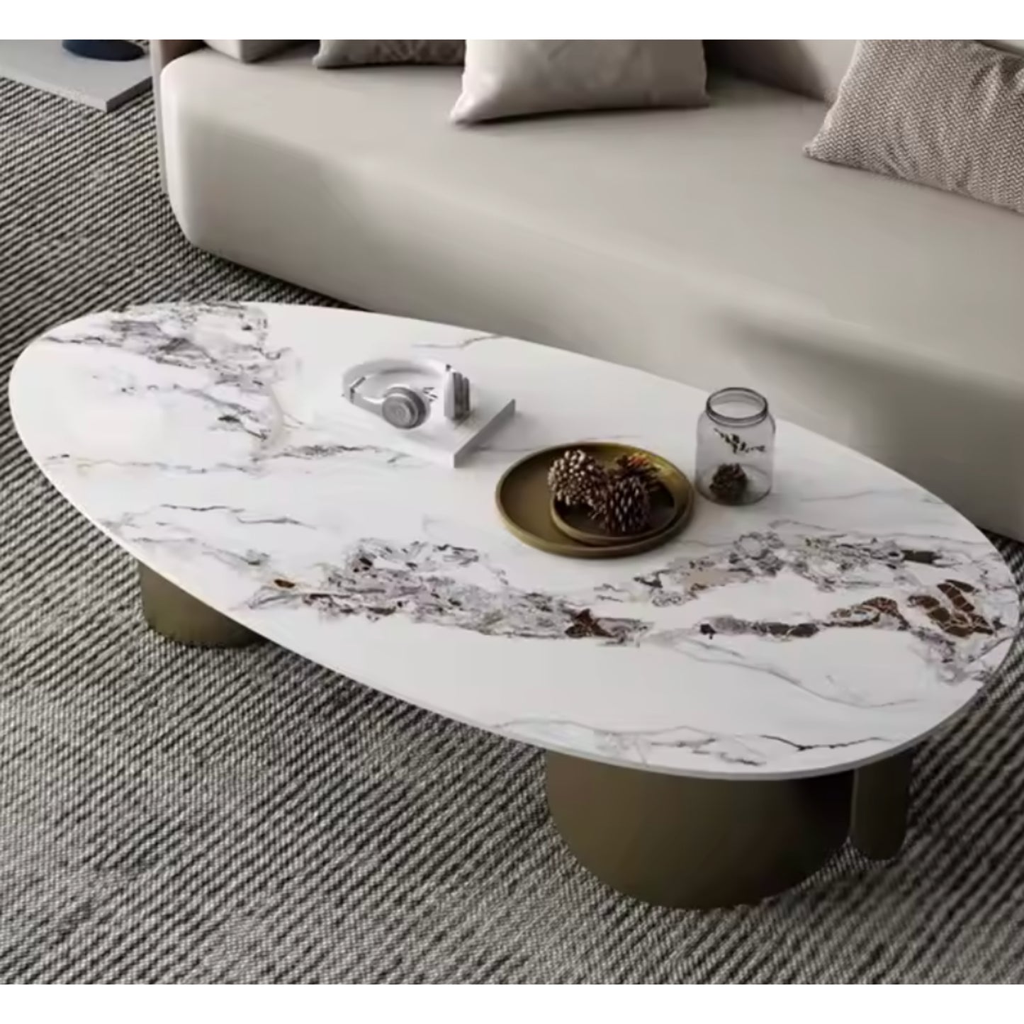FormaLuxe Asymmetry Marble Coffee Table